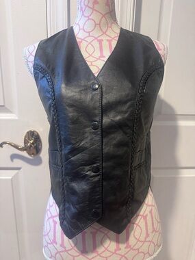 Diamond Supply Co. Black Braided Leather Vest